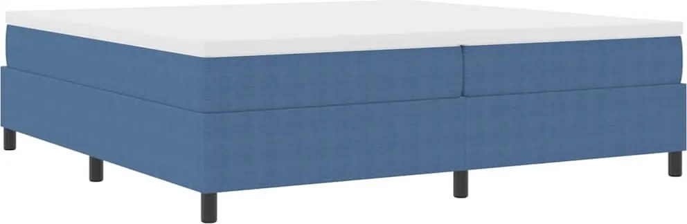 vidaXL Boxrugós ágy Kék és Fehér 200 x 200 cm Bársonyos szövet