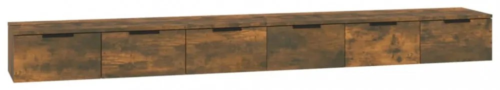 2 db füstös tölgy színű szerelt fa faliszekrény 102x30x20 cm