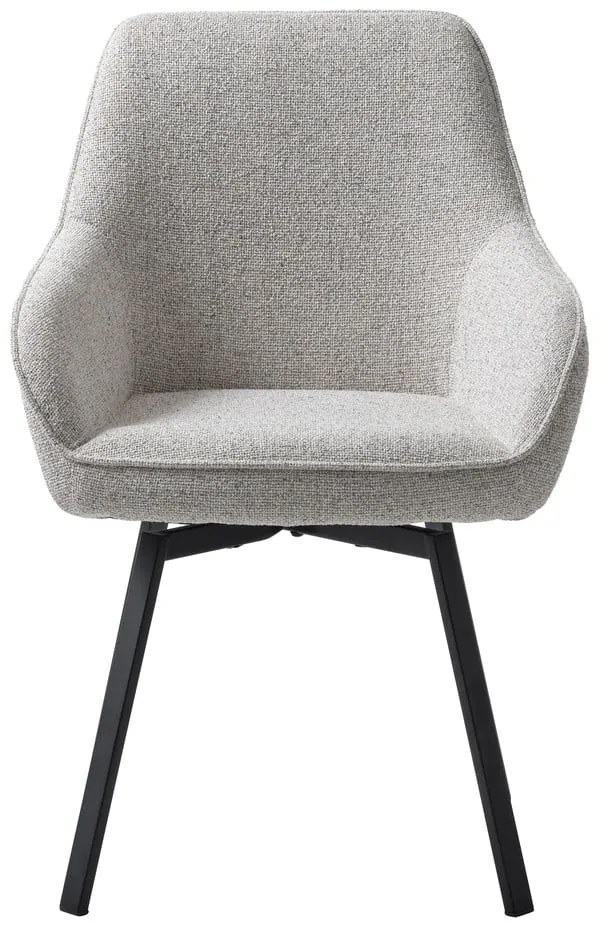 Világosszürke kárpitozott karfás étkezőfotel Alma – Unique Furniture