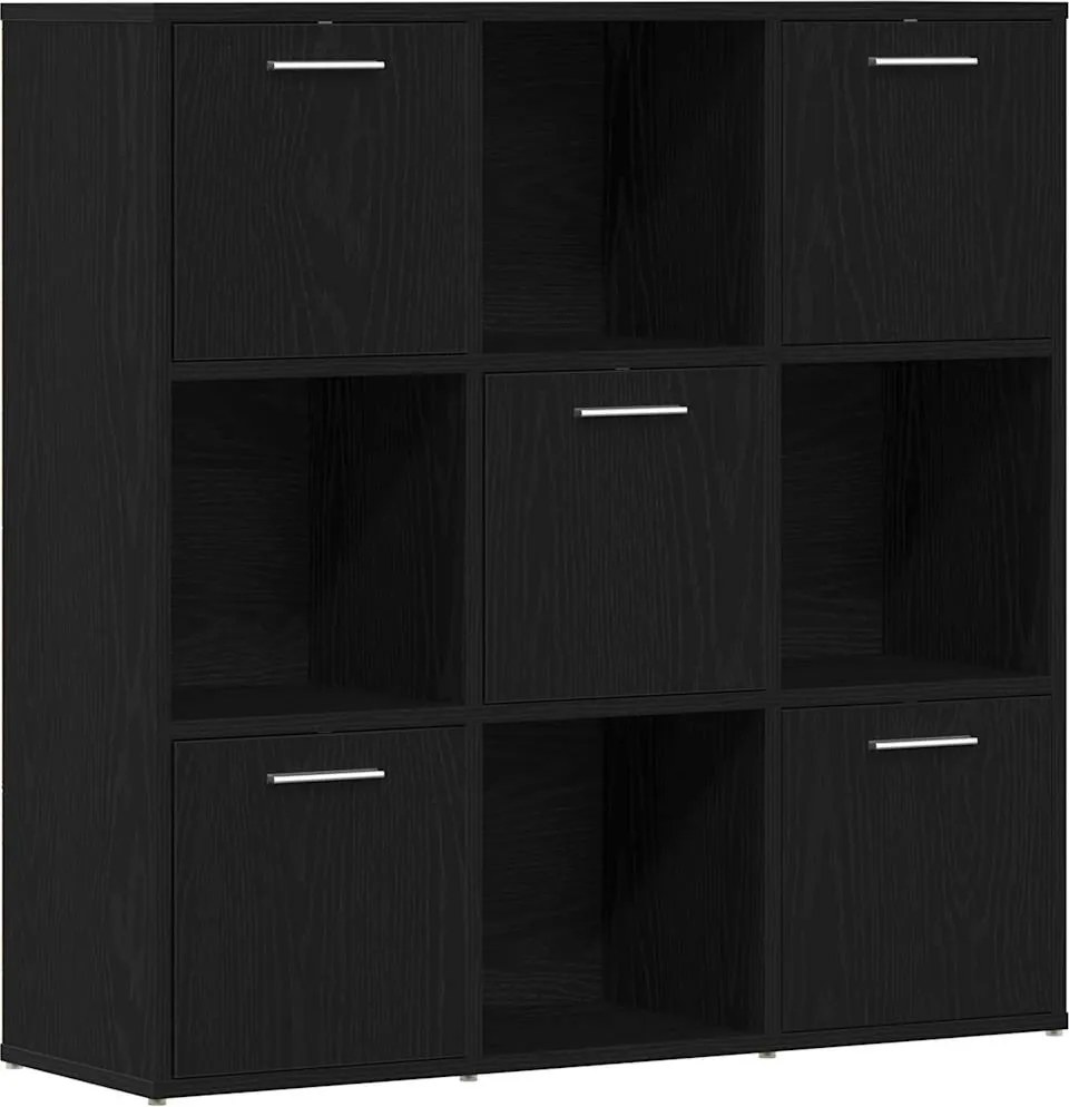 vidaXL fekete tölgy szerelt fa könyvszekrény 90x28x90 cm