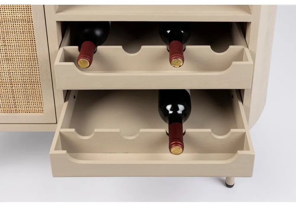 Krémszínű rattan bortartó szekrény, palackok száma 8, 90x100 cm Amaya – White Label