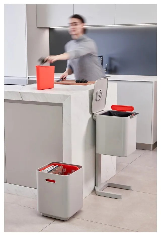 Totem Compact háromrekeszes krémfehér szelektív szemetes, 40 l - Joseph Joseph