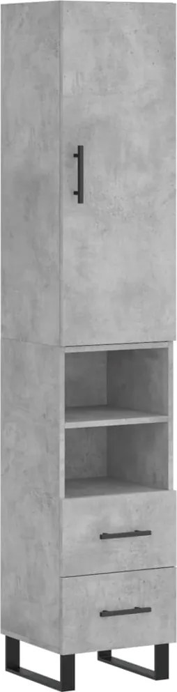 vidaXL betonszürke szerelt fa magasszekrény 34,5x34x180 cm