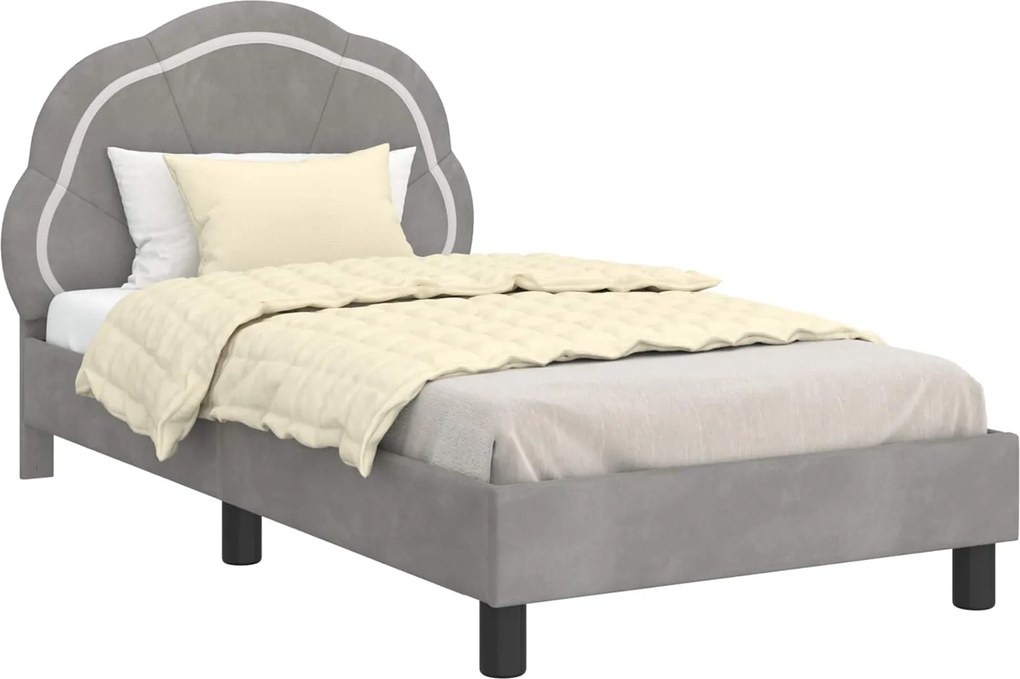 vidaXL Gyerekágy kerettel Világosszürke 80 x 160 cm Bársony