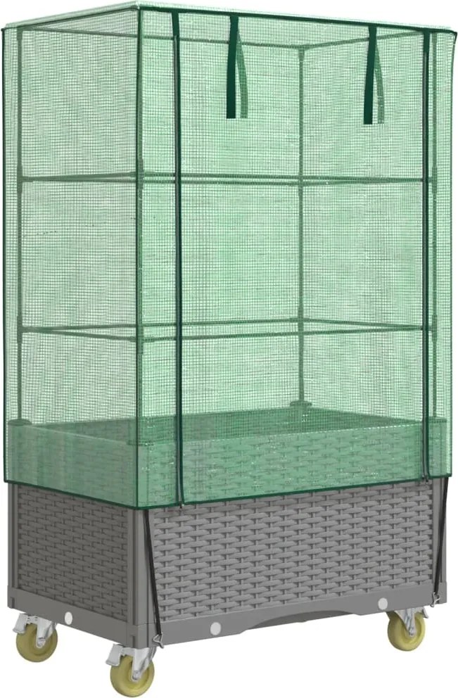 vidaXL rattan megjelenésű magaságyás borítással/kerékkel 80x50x182 cm
