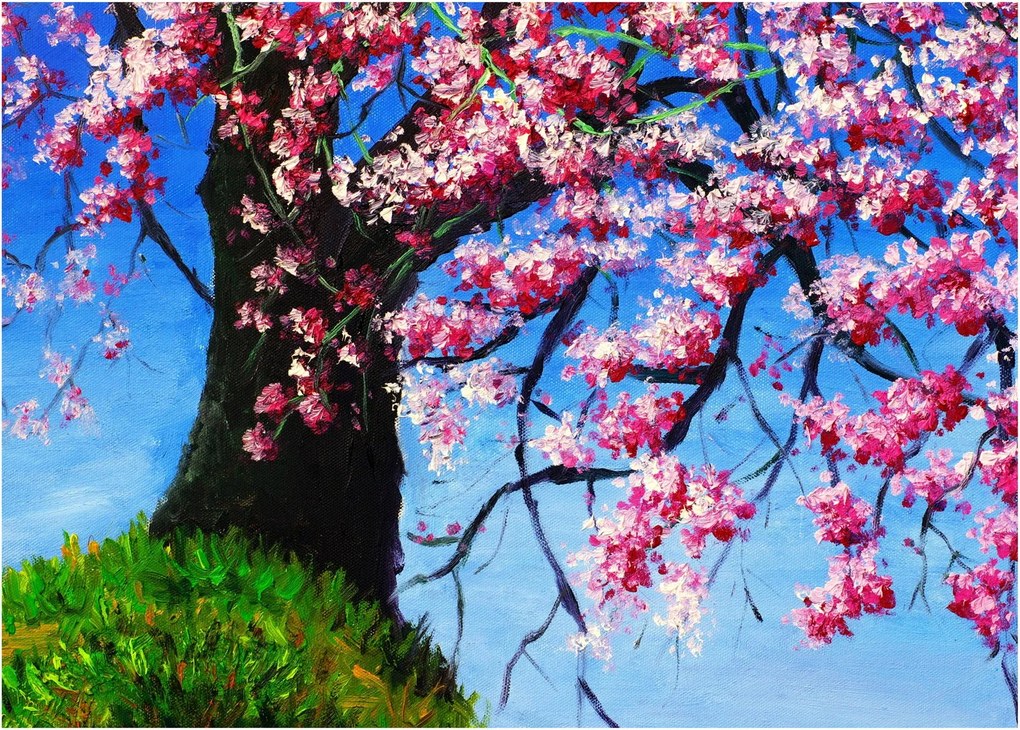 Kép festett cseresznyevirágok (70x50 cm)