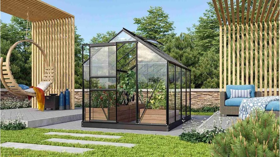 üvegház VITAVIA VENUS 5000 tiszta üveg 3 mm fekete színű LG3539