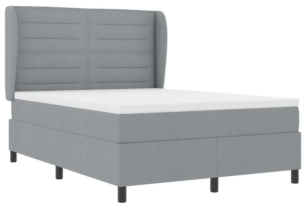 Boxspring Ágy Matrac Alkalmas Világosszürke 140x200 cm Szövet