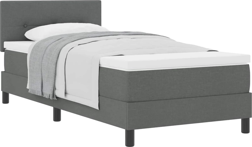vidaXL Boxrugós ágy matracmal Sötétszürke 80 x 200 cm szövet