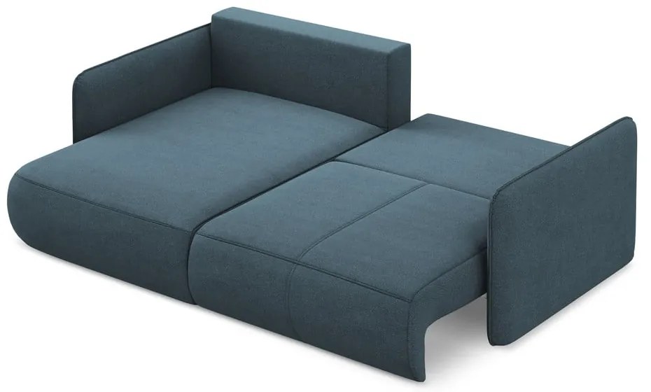 Kék kinyitható-tárolóhelyes sarokkanapé (bal oldali) Nanea – Makamii