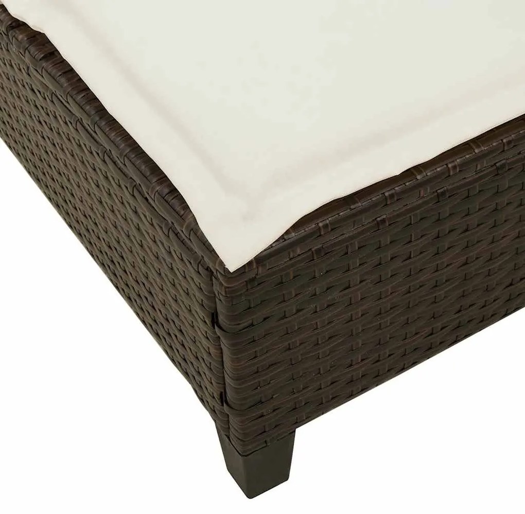 barna polyrattan napozóágy párnákkal 55x200x25,5 cm