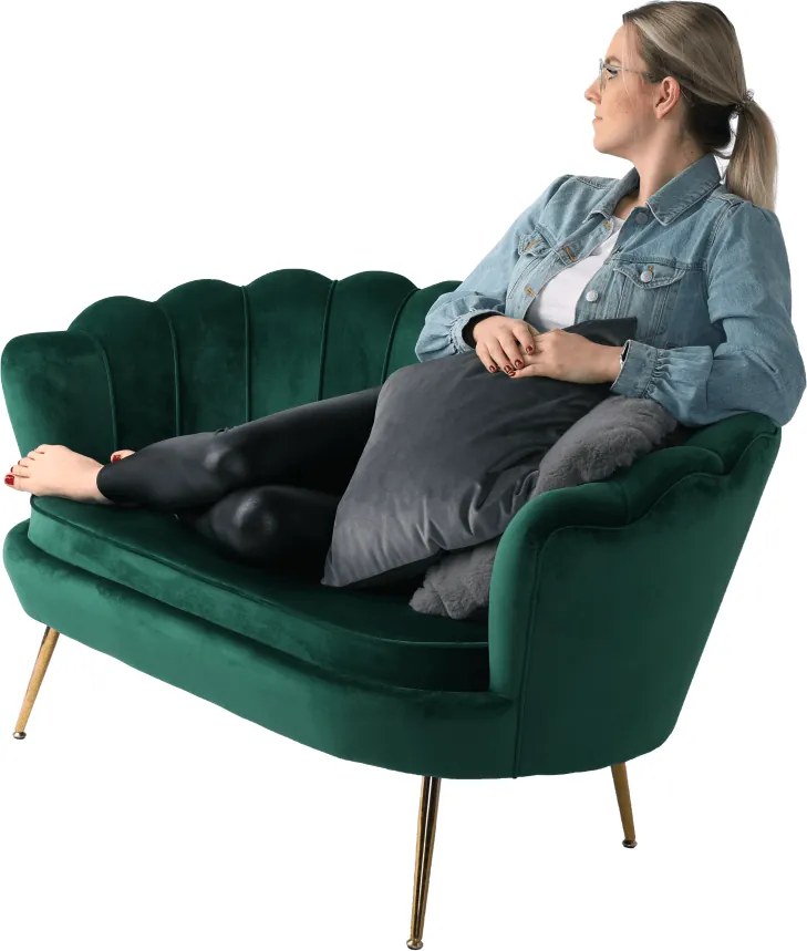 Pad Art-deco stílusban, smaragd Velvet anyag/gold króm-arany, NOBLIN
