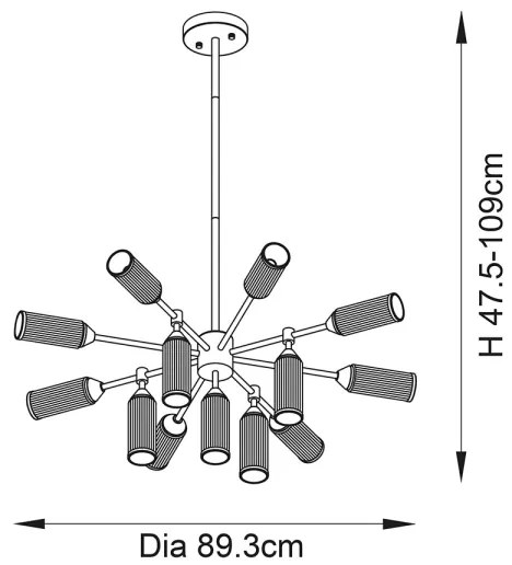 Endon 106256 - Csillár rúdon TOUR 13xG9/3W/230V réz