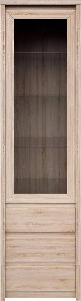 Vitrines szekrény, DTD laminált, tölgy sonoma, NORTY TYP 4