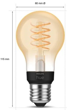 LED Dimmelhető izzó Philips Hue WHITE FILAMENT A60 E27/7W/230V 2100K