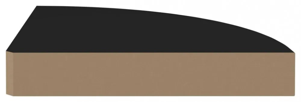 fekete MDF lebegő sarokpolc 25 x 25 x 3,8 cm