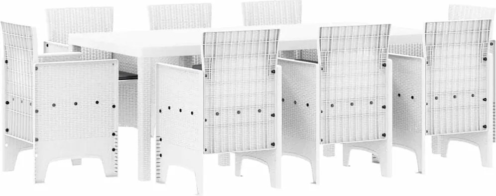 vidaXL Kert étkező szett 9 pcs Fehér Polipropilén