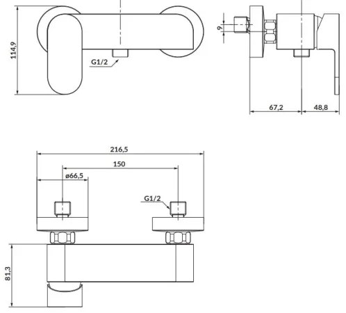 Cersanit S951-321 - Zuhanycsap CREA fekete