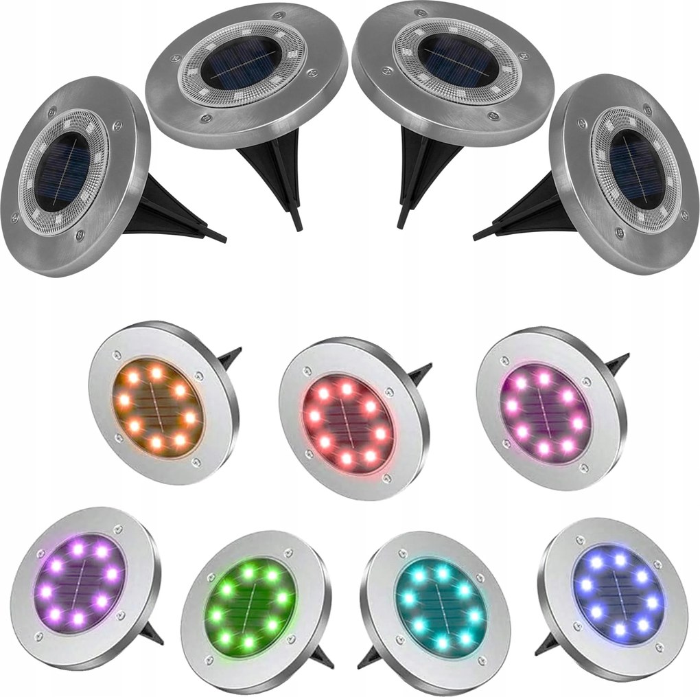 Napelemes kerti lámpa színes Rgb 8 db