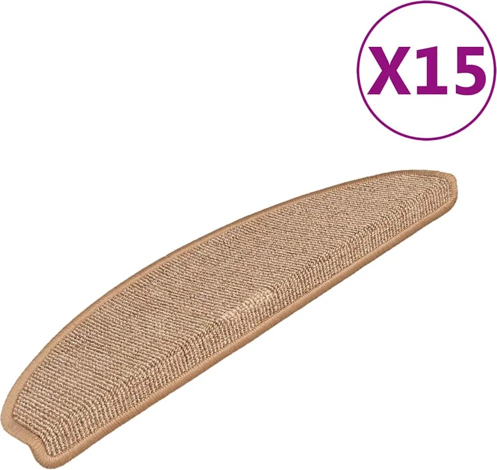 vidaXL 15 db világosbarna, félkör alakú, nagy lépcsőszőnyeg 65 x 21 x 4 cm