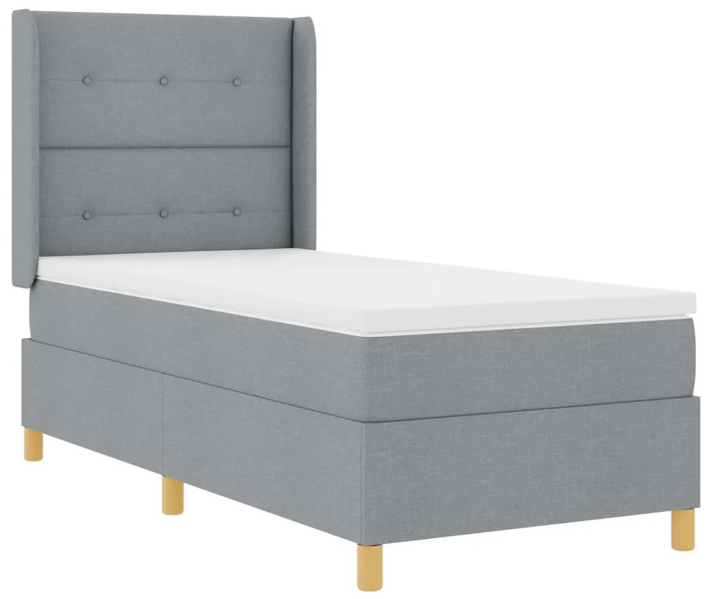 Boxspring Ágy Matracokkal &amp; LED Fény Szürke 90x190 cm Szövet