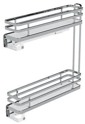 Konyhai fémrács, 150mm, bal oldalra szerelhető, króm, teljes kihúzás, csillapított záródás, rejtett fióksín, 2 kosár SIGE, Green Line 002