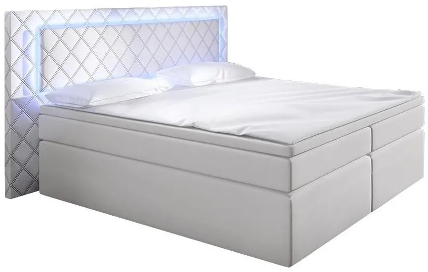 Boxspring Franciaágy 160 cm Piper (fehér) (matracokkal). 611049