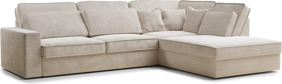 Krémszínű zsenília sarokkanapé (jobb oldali-L alakú) Kirou – Maison de Rêve