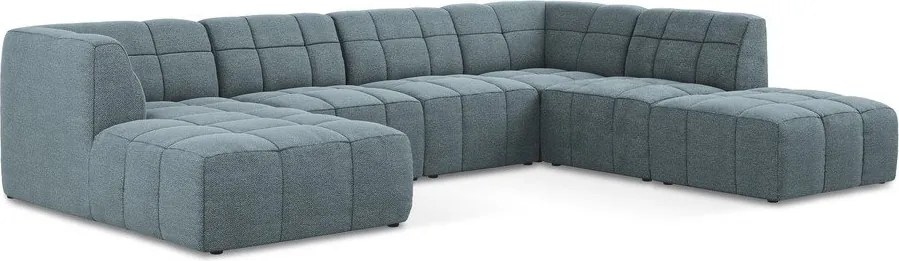 Kék buklé sarokkanapé (U alakú) Aloha – Makamii