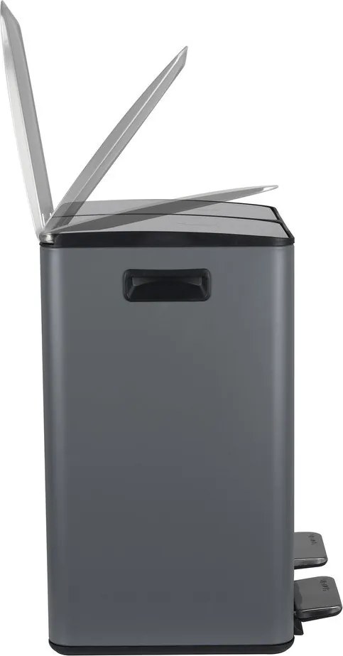 Sötétszürke acél szelektív pedálos szemetes 2x20 l Aliya – Spirella