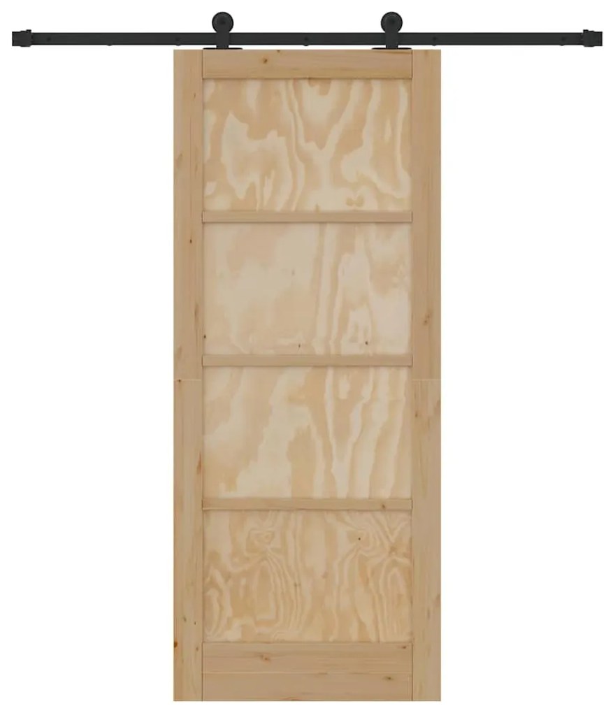 Tolóajtó Szett Természetes és fekete 83 x 202 cm