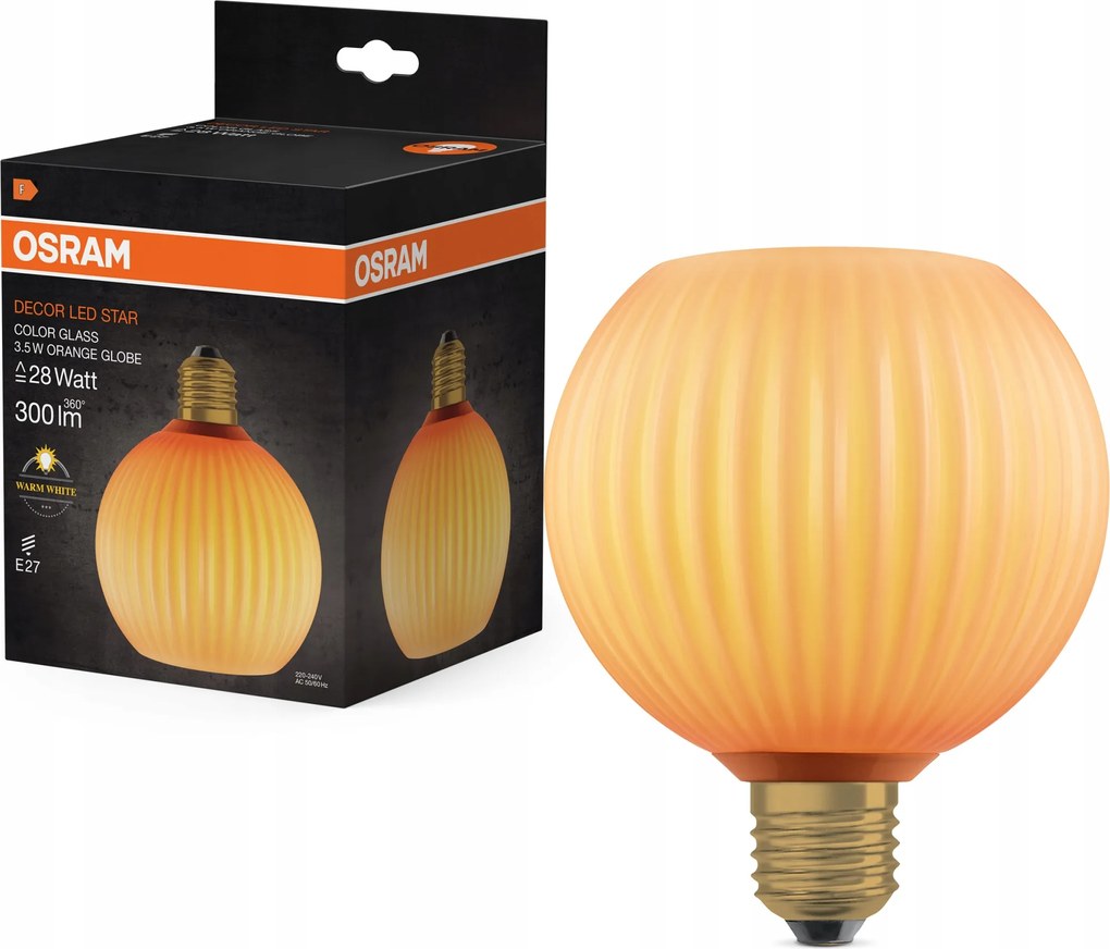 Led izzó E27 gömb 3.5W 300lm 2700K Meleg Dekoratív Narancssárga Osram