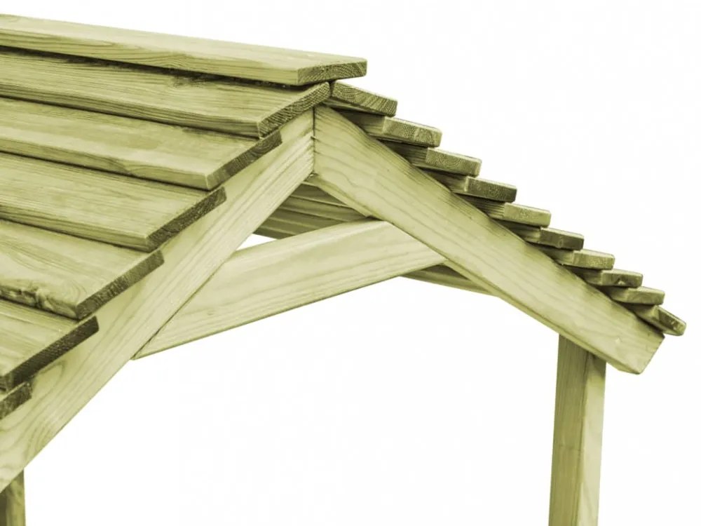 vidaXL kültéri fenyőfa játszóház homokozóval 128 x 120 x 145 cm