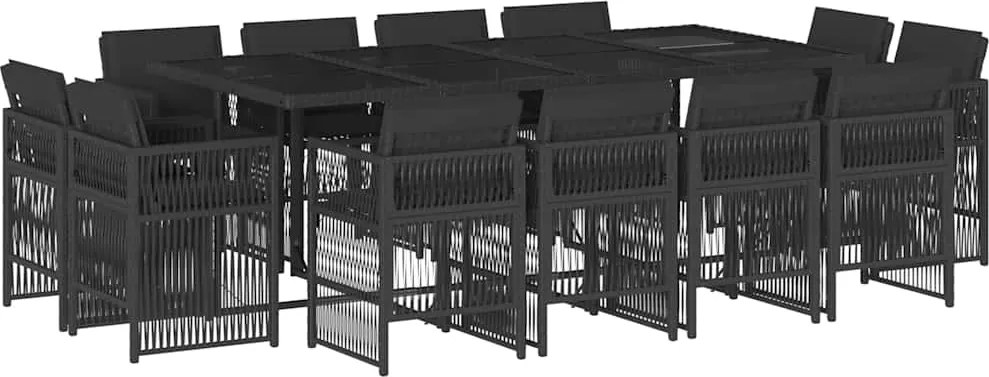 vidaXL 13 részes fekete polyrattan kerti ülőgarnitúra párnákkal