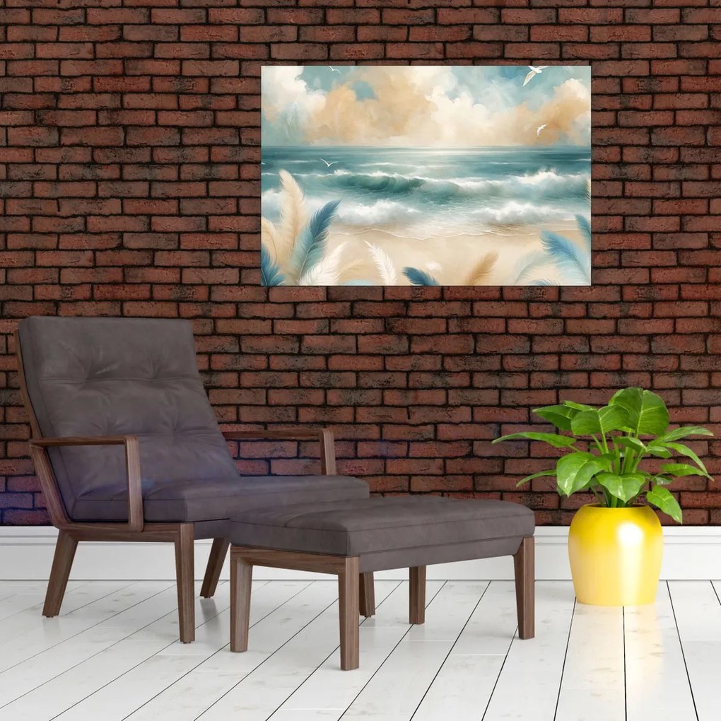 Kép – Festett strand lágy színekben (90x60 cm)