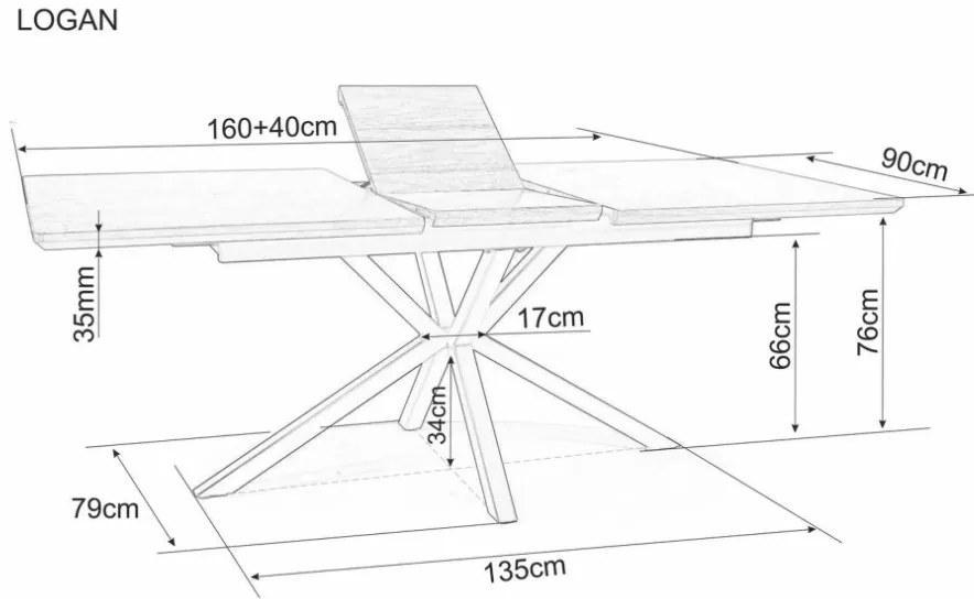 Logan bővíthető étkezőasztal tölgy 160-200cm