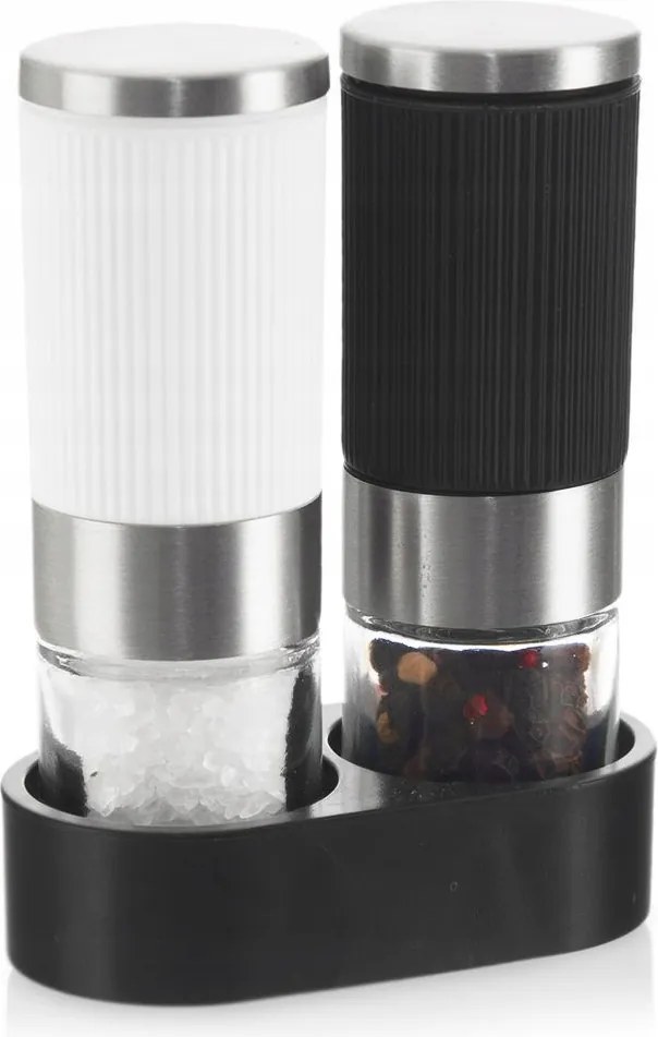 2x Só Borsdaráló Fűszer őrlő Szett Fűszertartó Állvánnyal