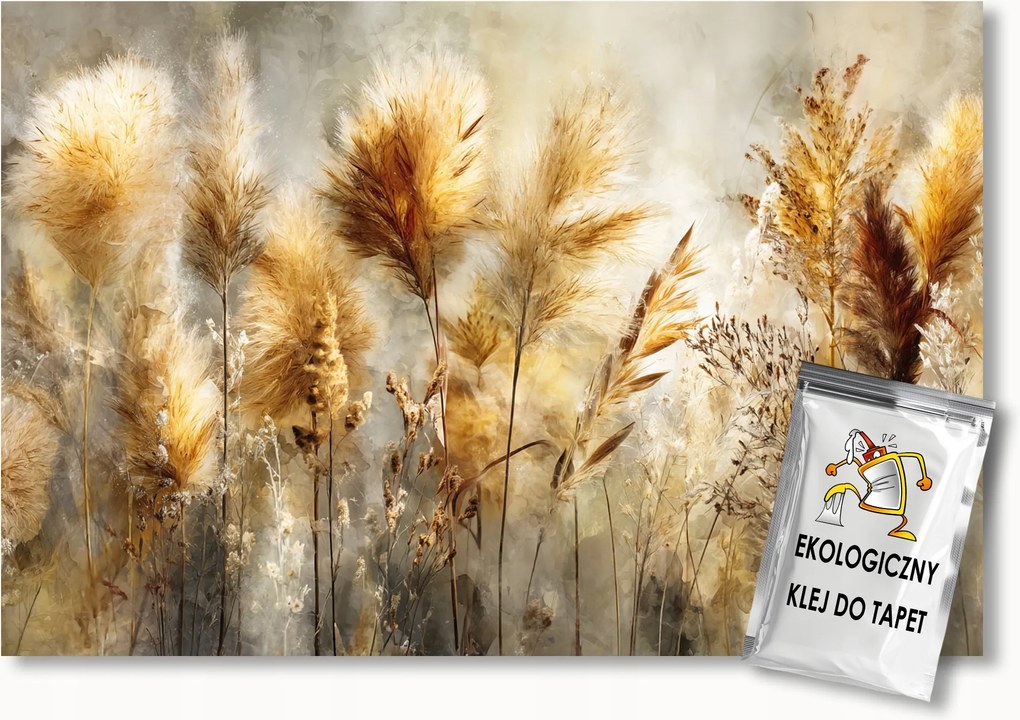 Fotótapéta Flizelina Pampas Fű Kalász Pehely Természet Boho 150x105 ragasztó