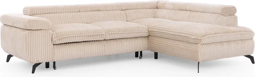 Bézs kordbársony sarokkanapé (jobb oldali-L alakú) Marbeya – Ropez