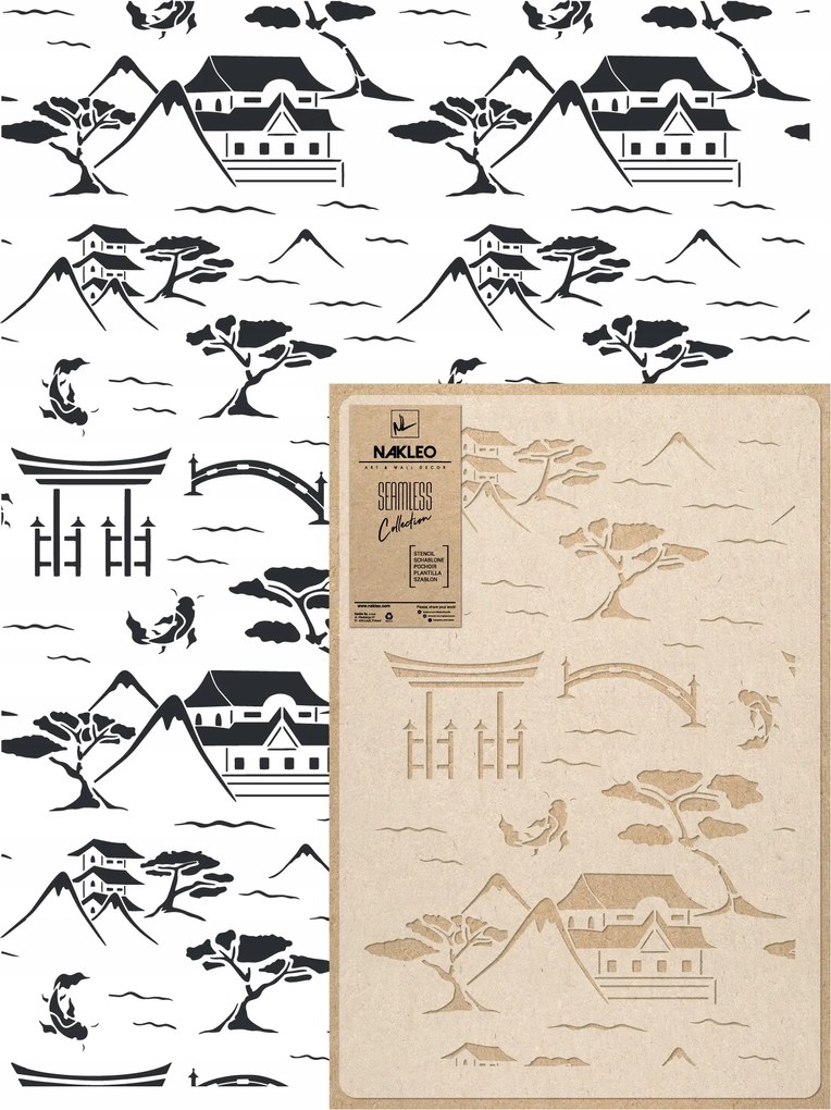 Festősablon Ismételhető Többször felhasználható 59x95cm Tapéta Japán Táj