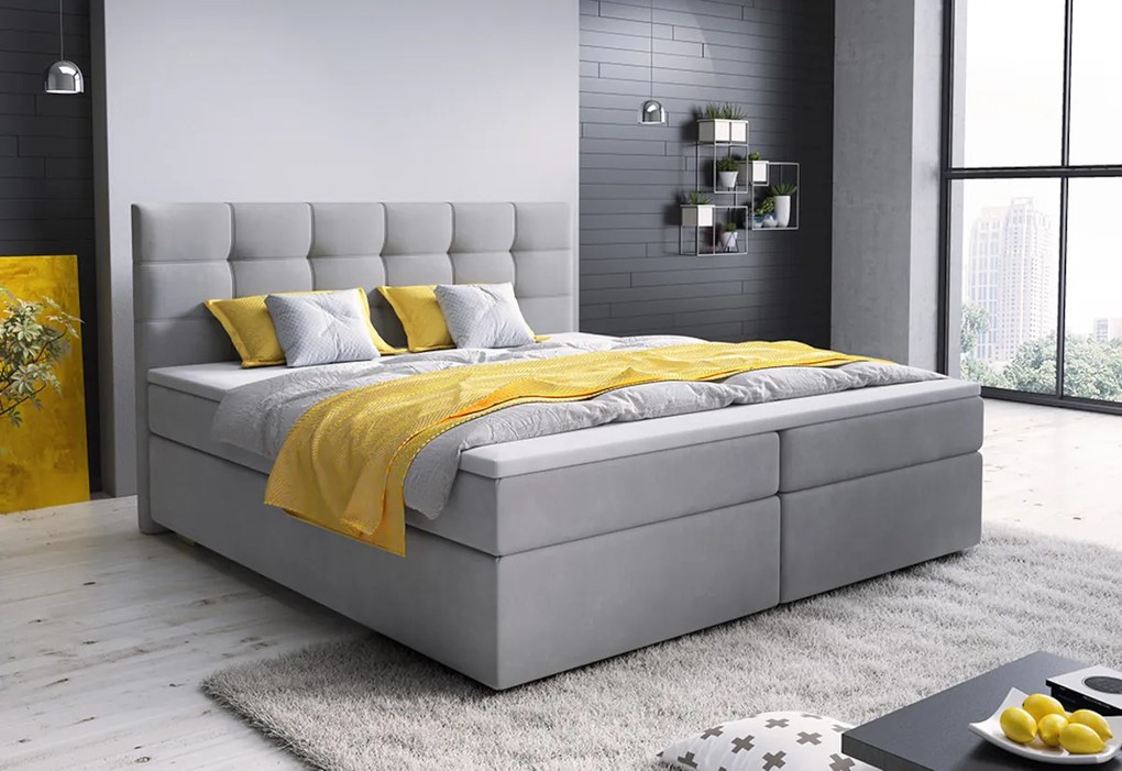 GLOSE kárpitozott boxspring ágy, 180x200, cosmic 05 + topper