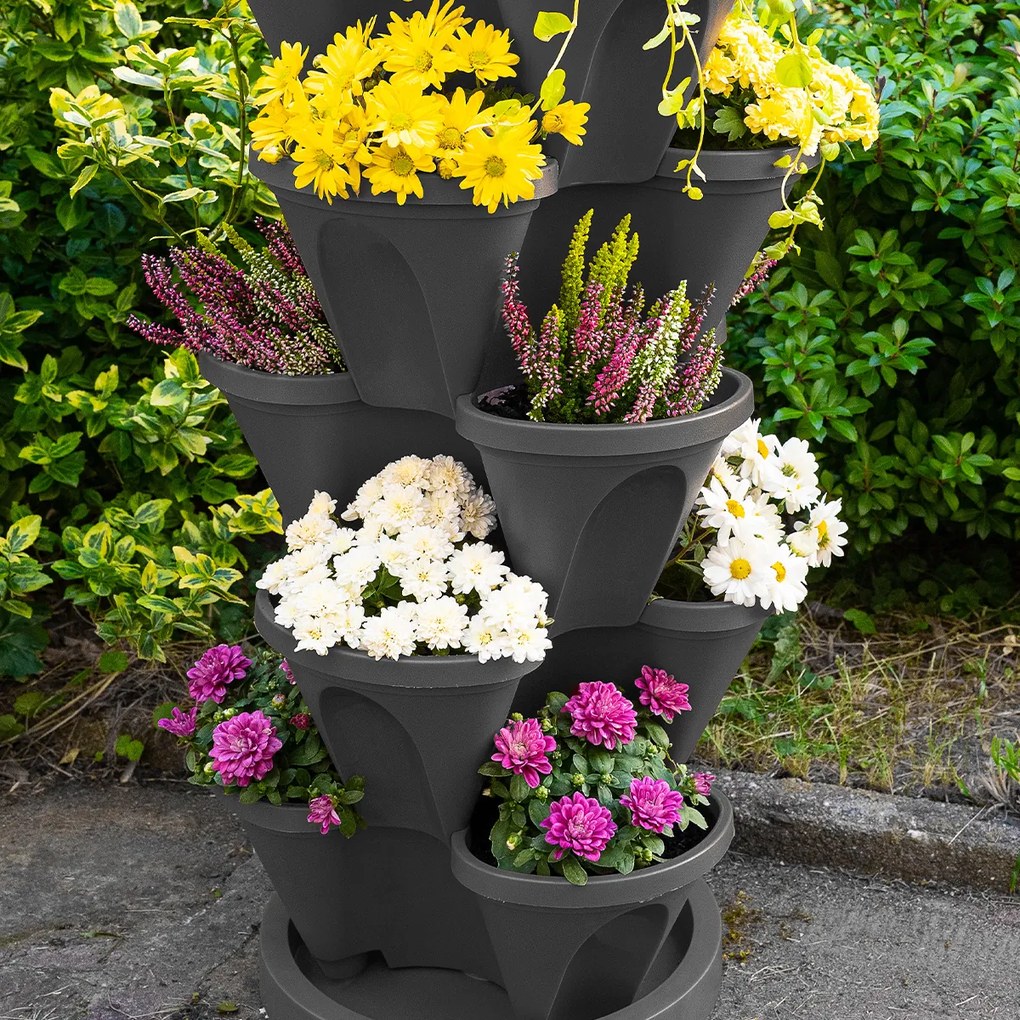 4Home virágpiramis 5 részes, antracit, 5 emelet