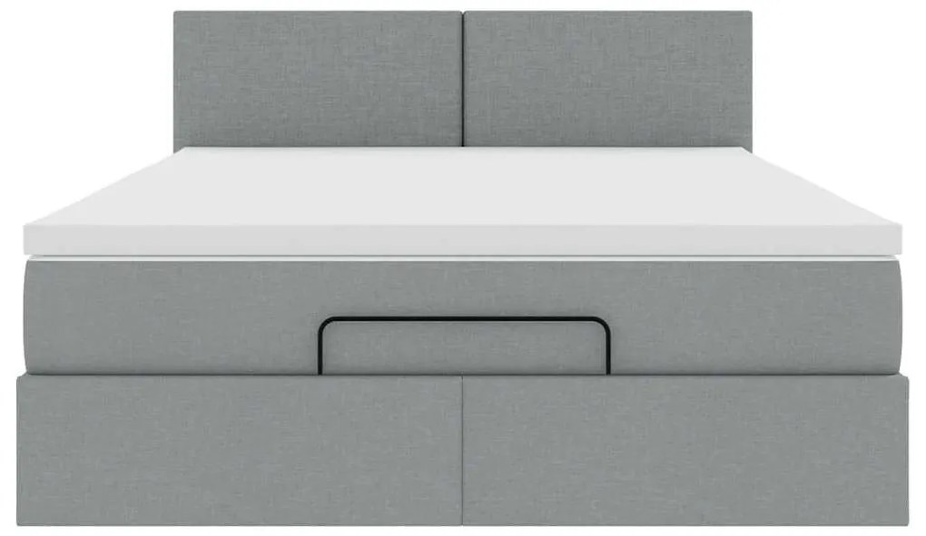 Ottomán ágy matraccal világosszürke 140x190 cm szövet