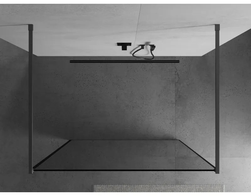 Mexen Kioto, Walk-In zuhany paraván 160 x 200 cm, 8 mm átlátszó üveg fekete mintás, grafit profil, 800-160-002-95-70