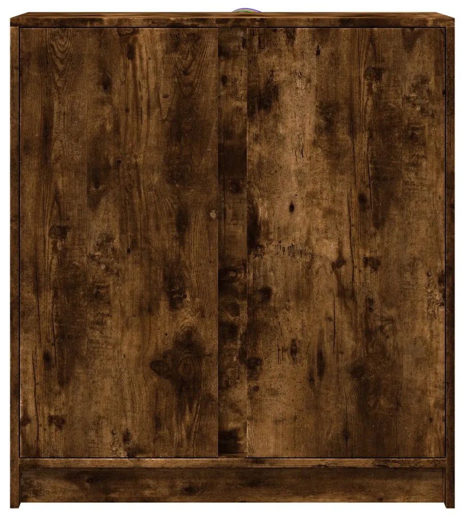 füstös tölgy szerelt fa tálalószekrény LED-del 77 x 34 x 85 cm