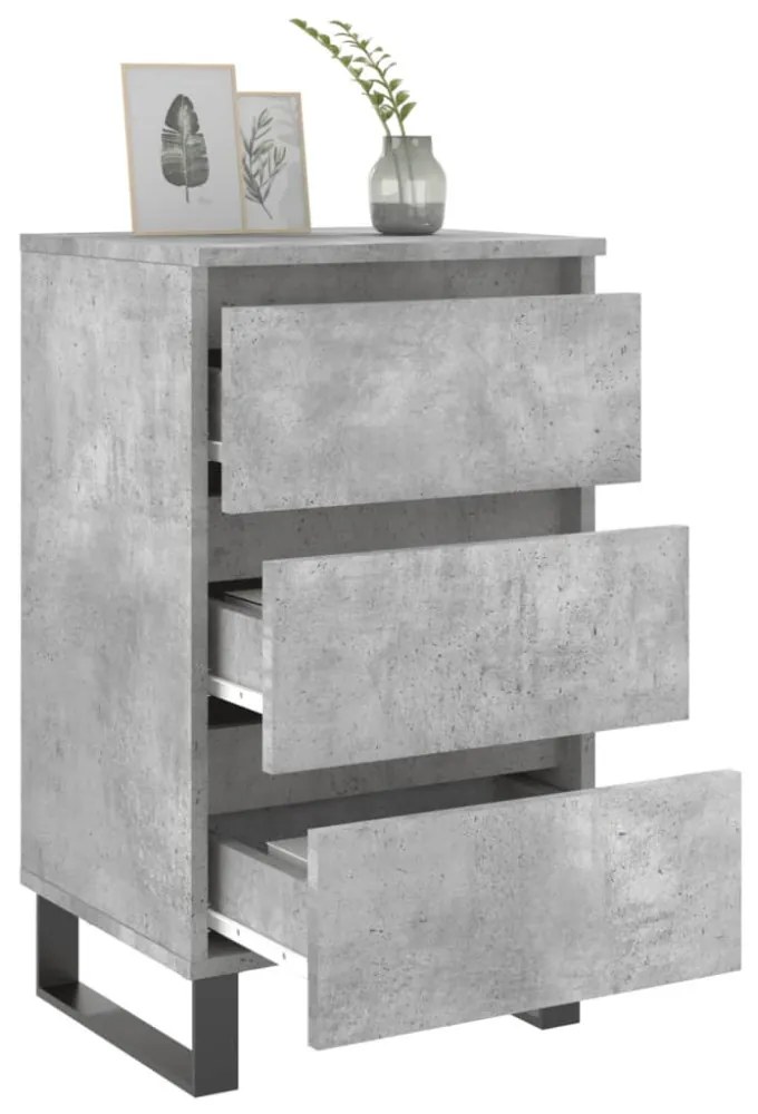 2 db betonszürke szerelt fa éjjeliszekrény 40x35x69 cm