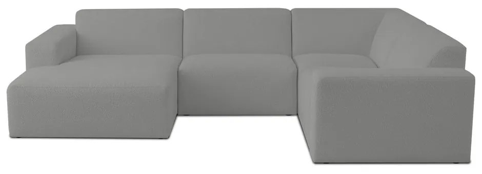 Szürke buklé sarokkanapé (U alakú) Roxy – Scandic
