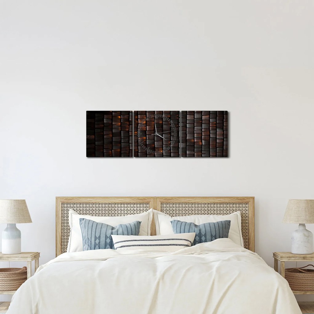 Modern absztrakt kép (órával) (90x30 cm)
