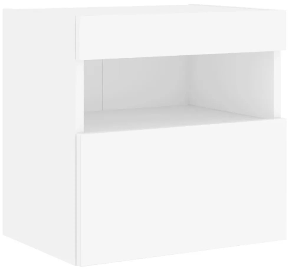 2 db fehér falra szerelhető TV-szekrény LED-ekkel 40x30x40 cm