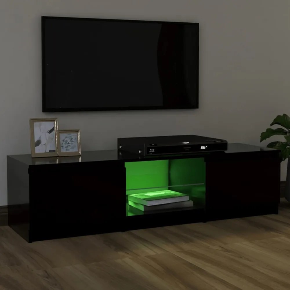 fekete TV-szekrény LED lámpákkal 120 x 30 x 35,5 cm